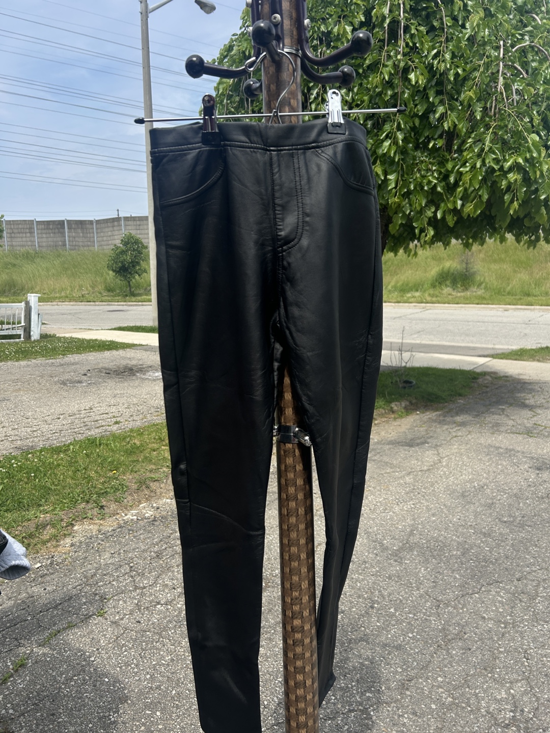 Black faux-leather and Leggings