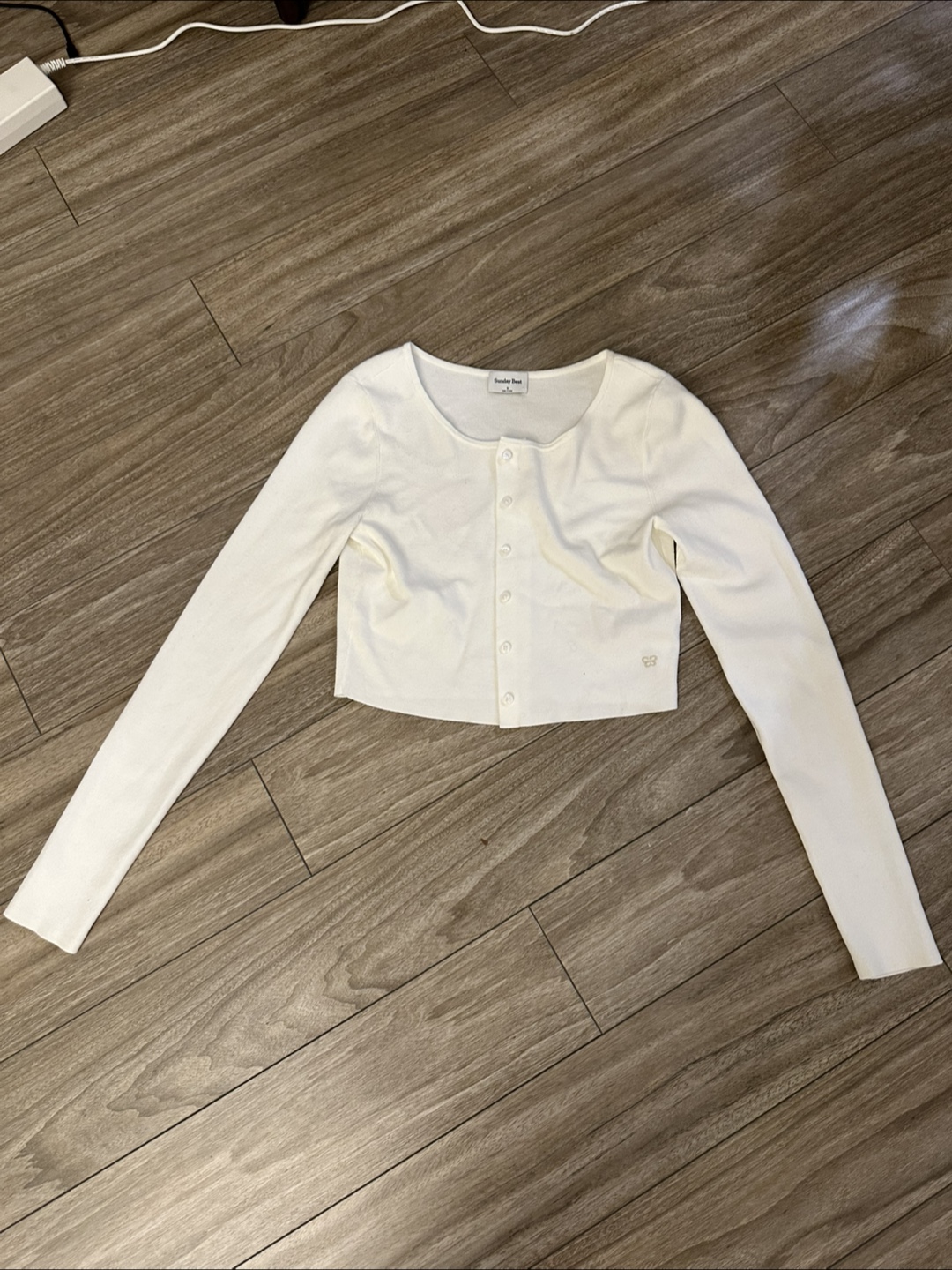 Smoko Deni White Cropped Cardigan