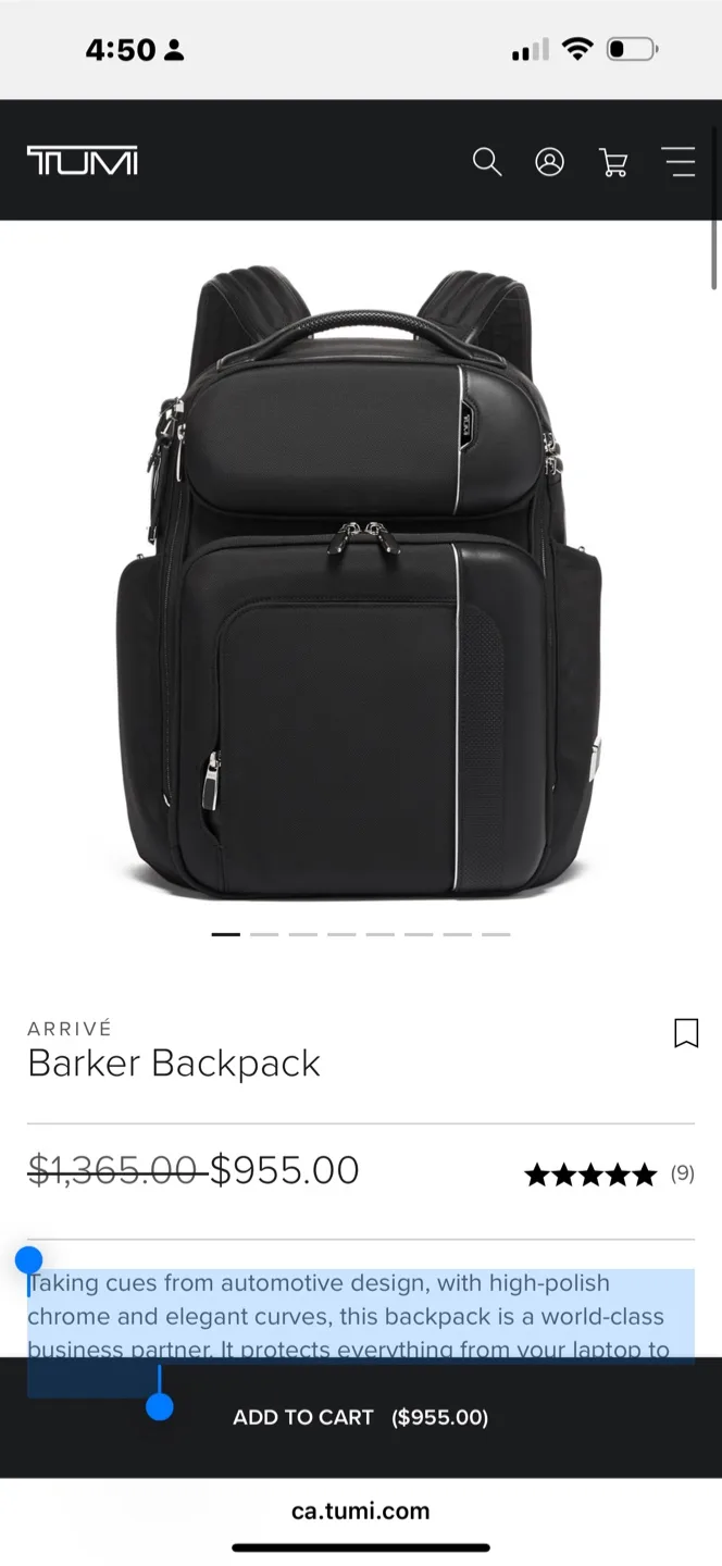 Authentic Tumi Barker Backpack image indicator(5)