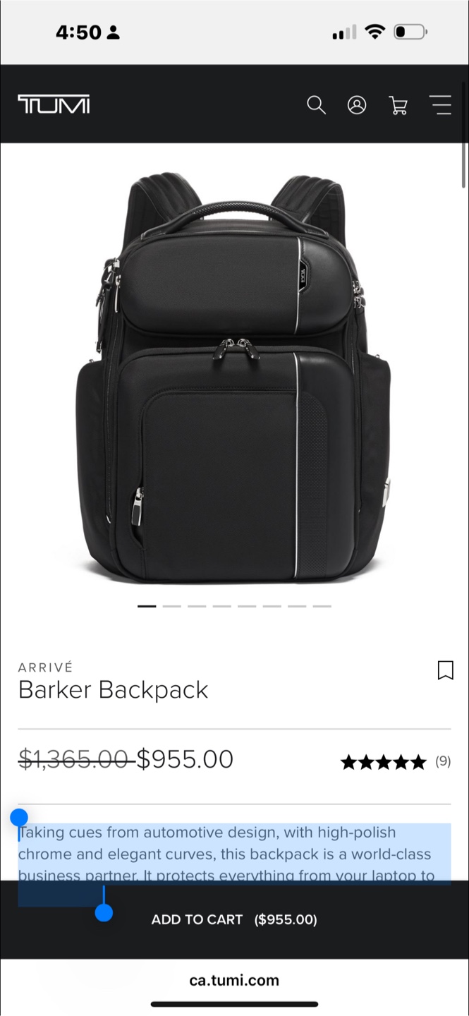 Black Tumi Backpack