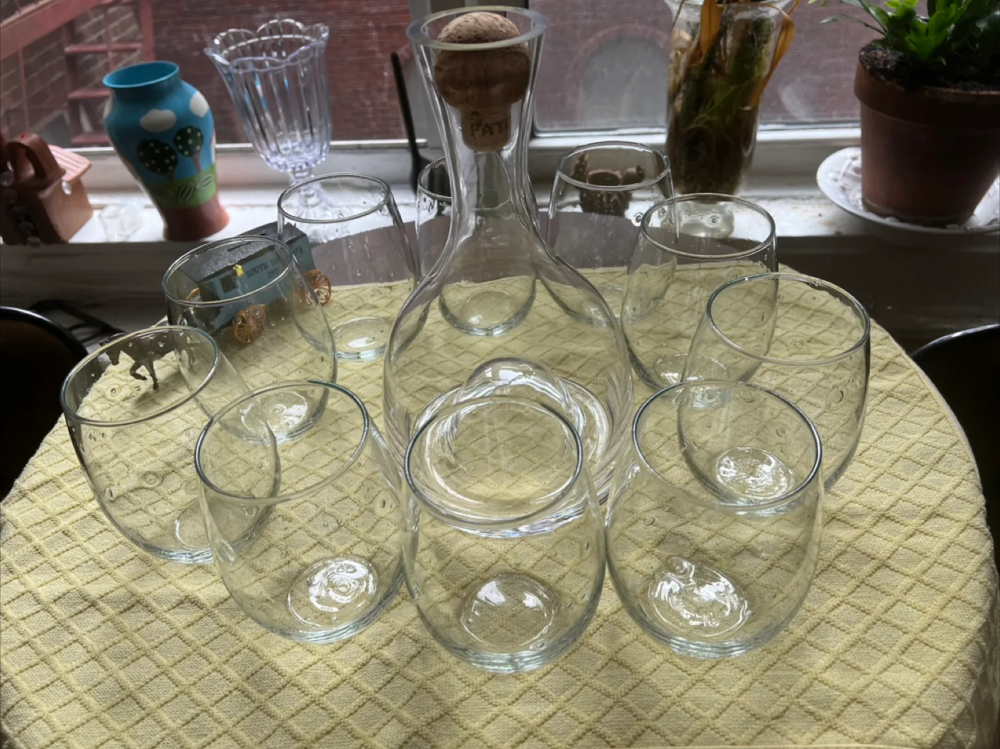 Wine buble Glass Set with decanter and tray image indicator(8)