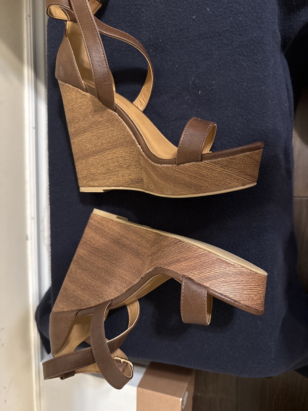 Brown Leather Wedge Sandals - photo 4