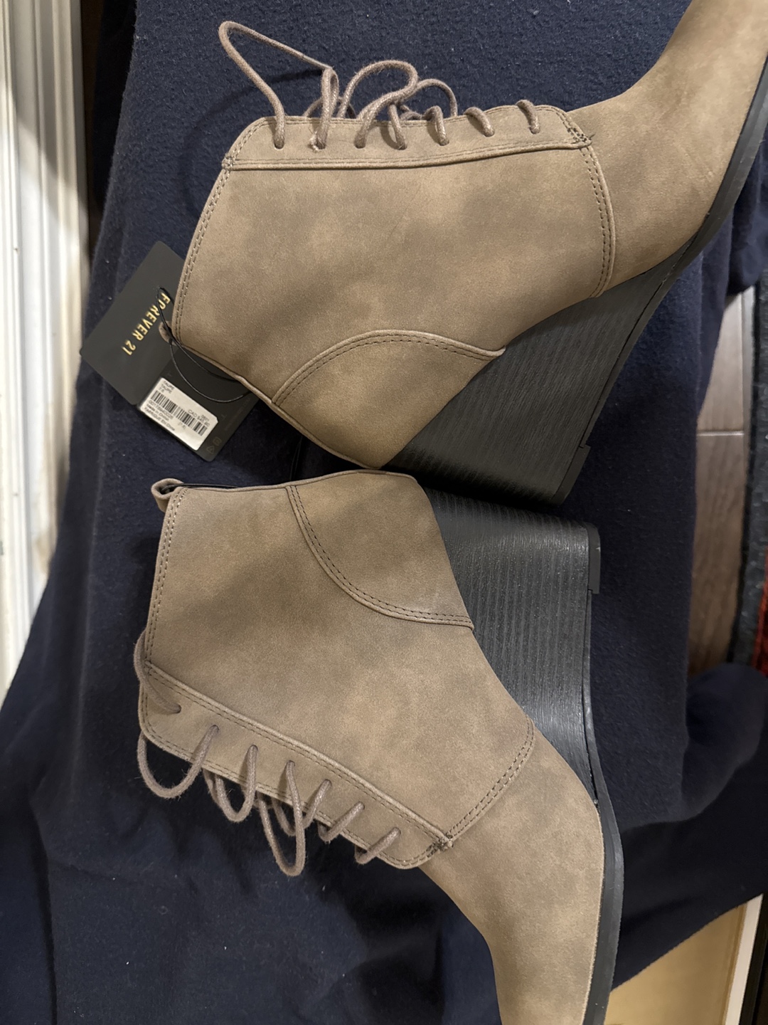 Women's Brown Lace-Up Wedge Booties - photo 4