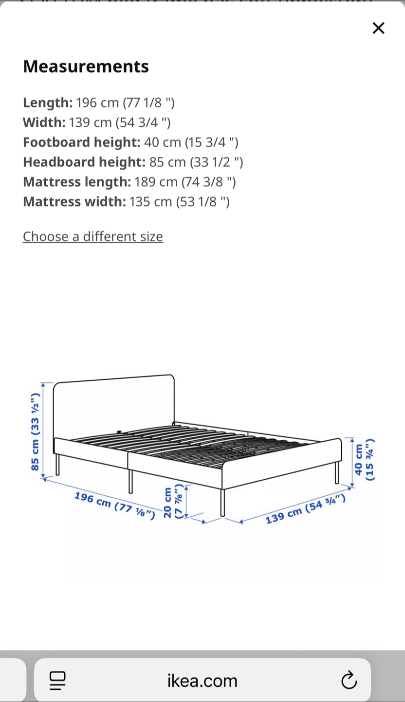 IKEA Full/Double Mattress and Slattum Bed Frame - photo 4