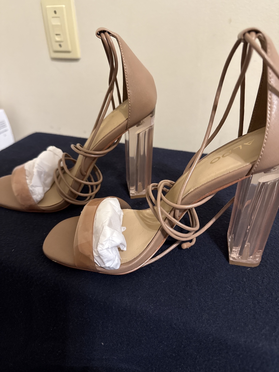 Brown Lace-Up Clear Heeled Sandals - photo 4
