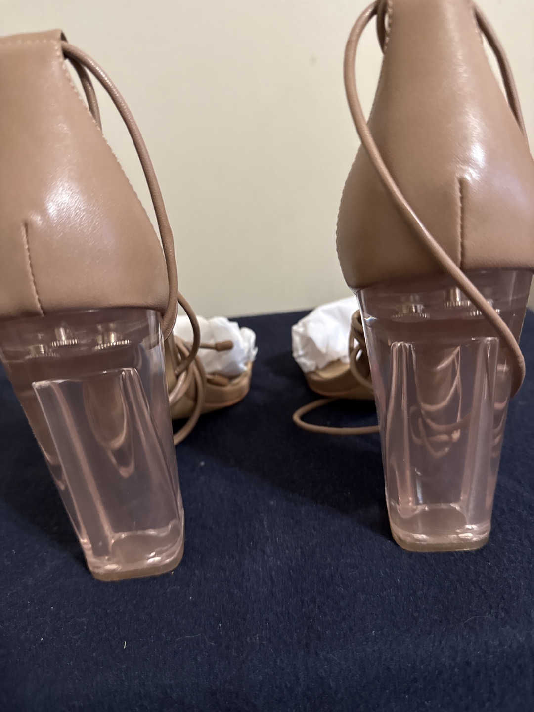 Brown Lace-Up Clear Heeled Sandals - photo 2