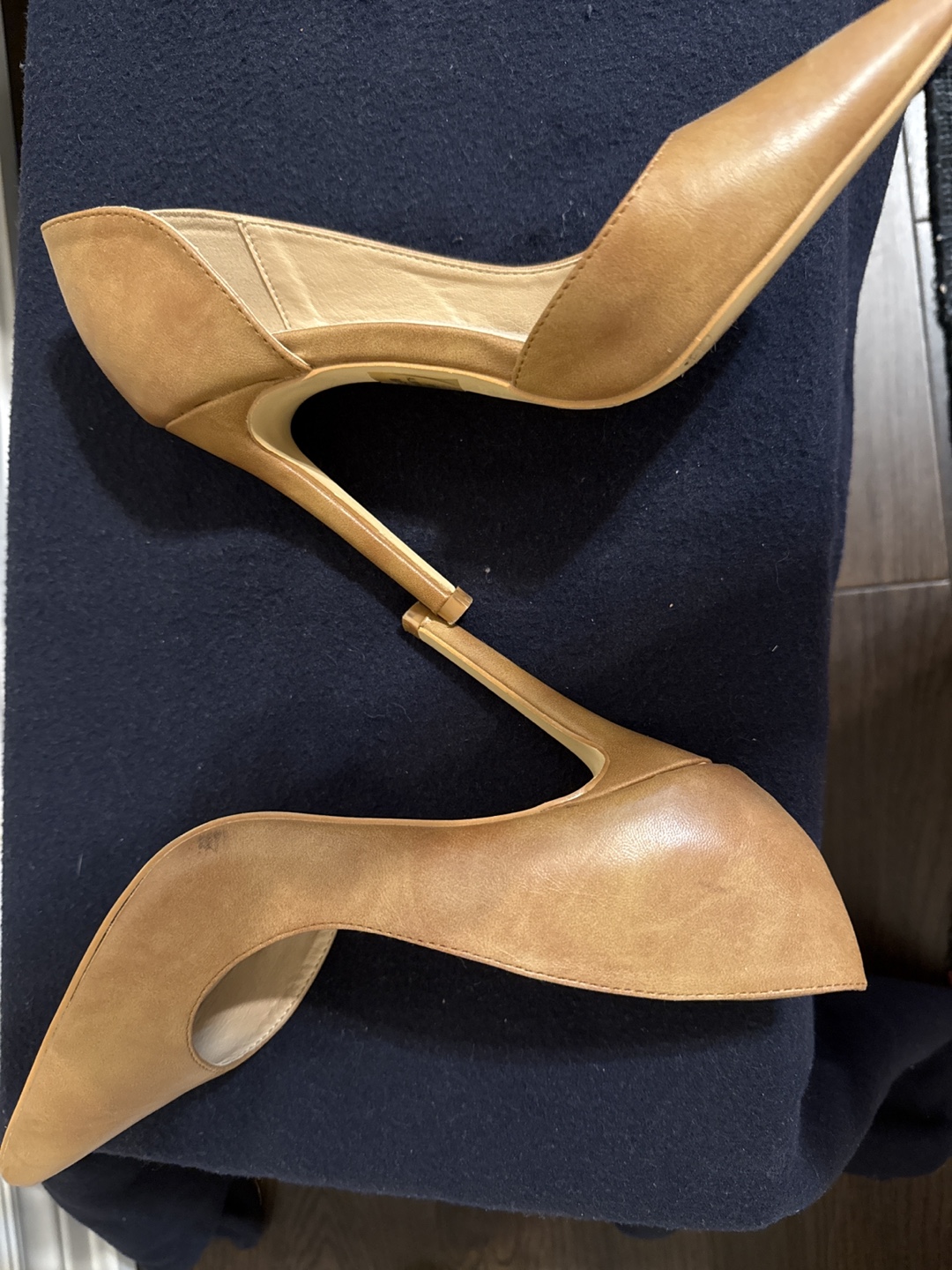 Tan Leather-Look Pointed-Toe Heels - photo 4