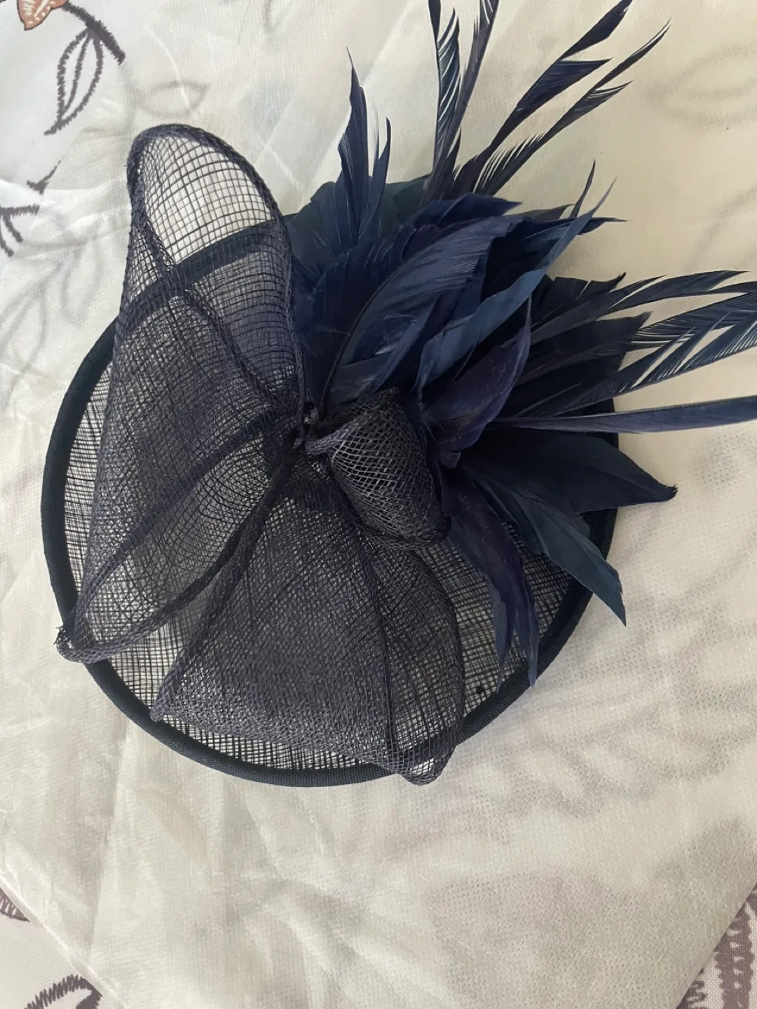 Navy Blue Feathered Fascinator thumbnail