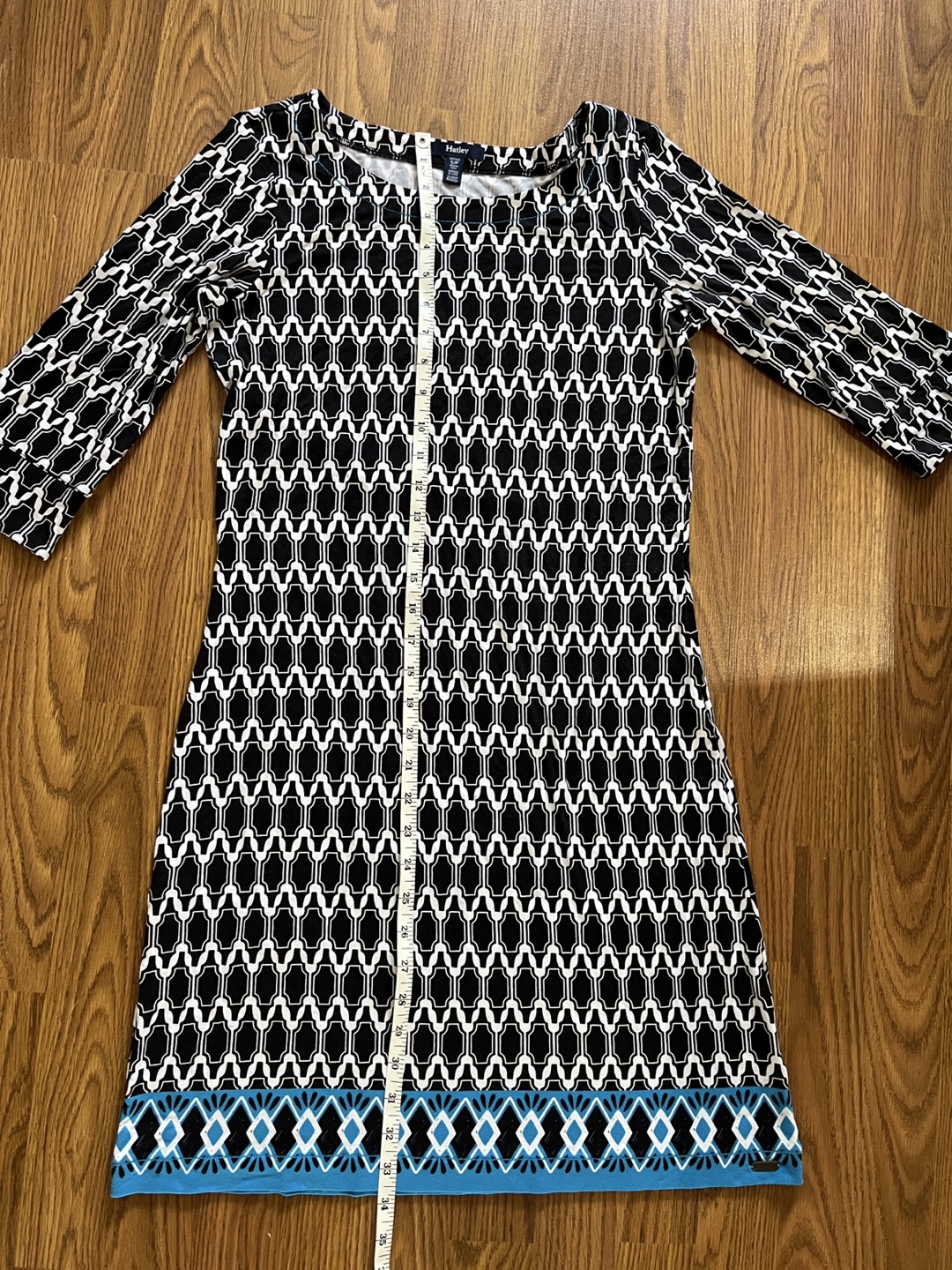 Hatley women’s small Lucy dress, navy white teal geometric print - photo 5