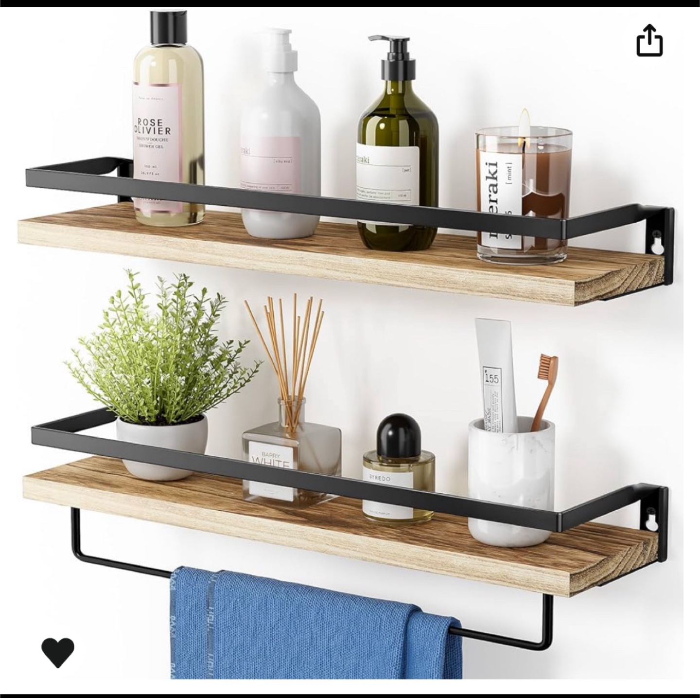 Bathroom Floating Shelves with Towel Bar