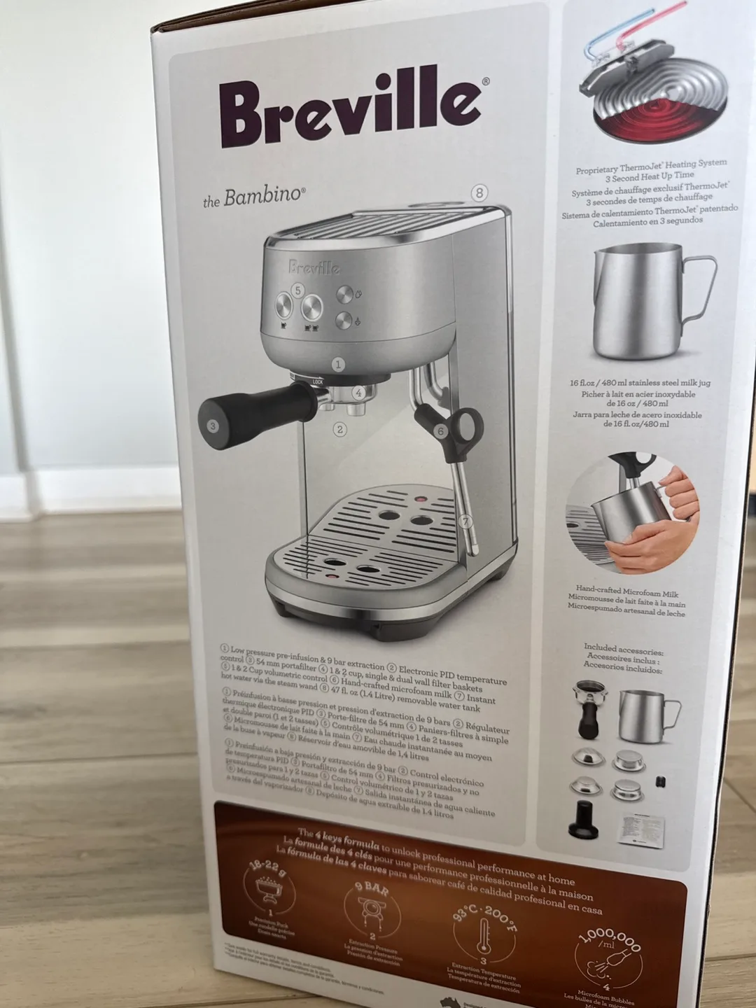 BREVILLE BAMBINO ESPRESSO MACHINE 47 fl. oz, Stainless steel image indicator(4)