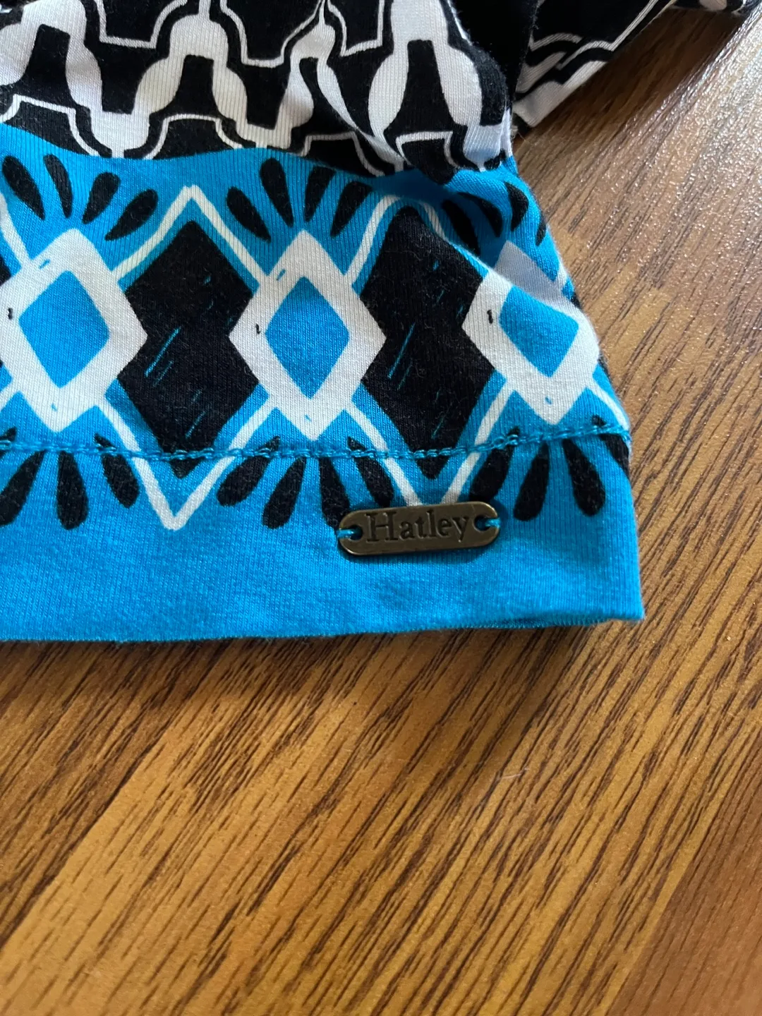 Hatley women’s small Lucy dress, navy white teal geometric print image indicator(10)