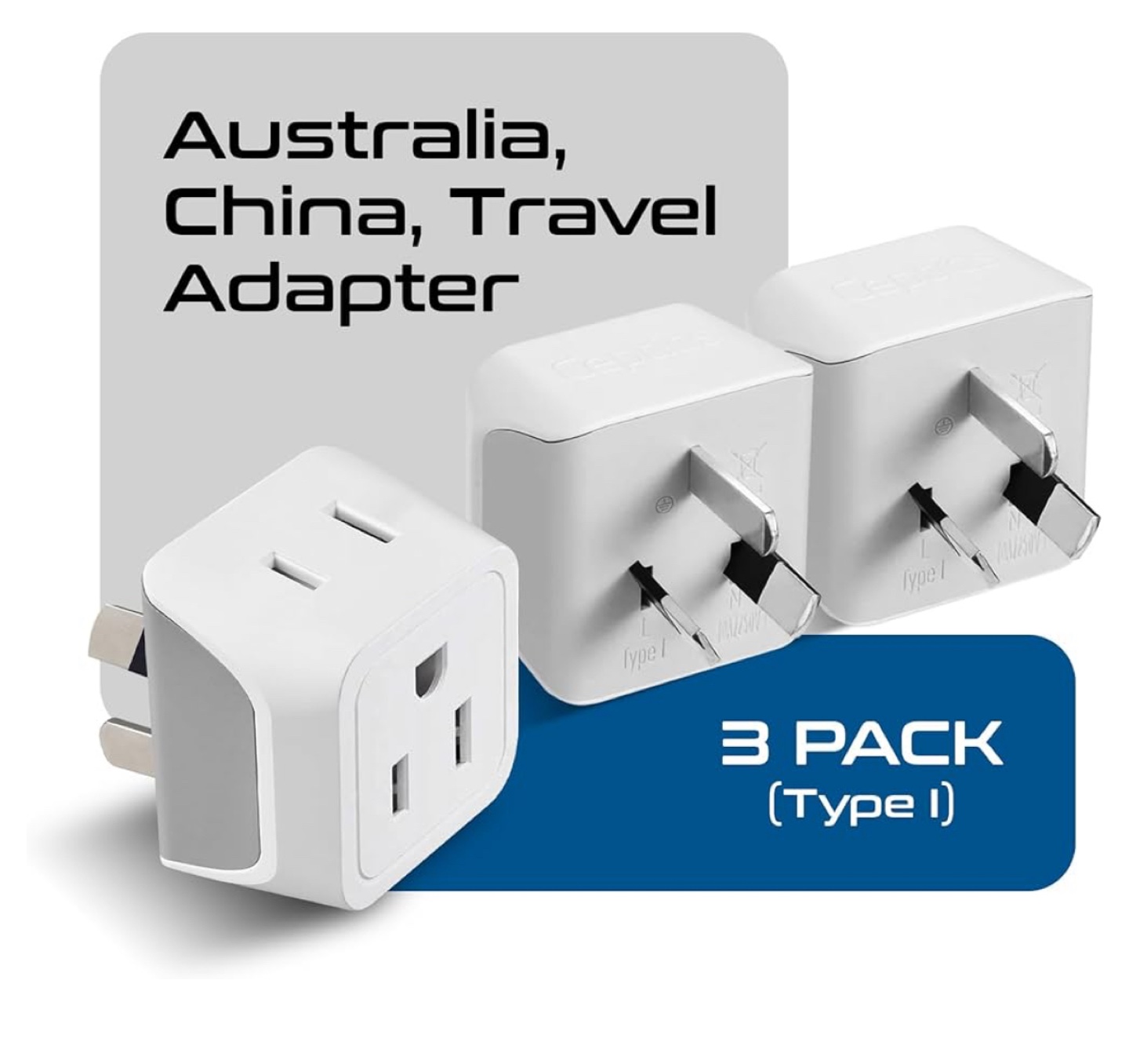 Travel Adapters for Australia and China - 3 Pack