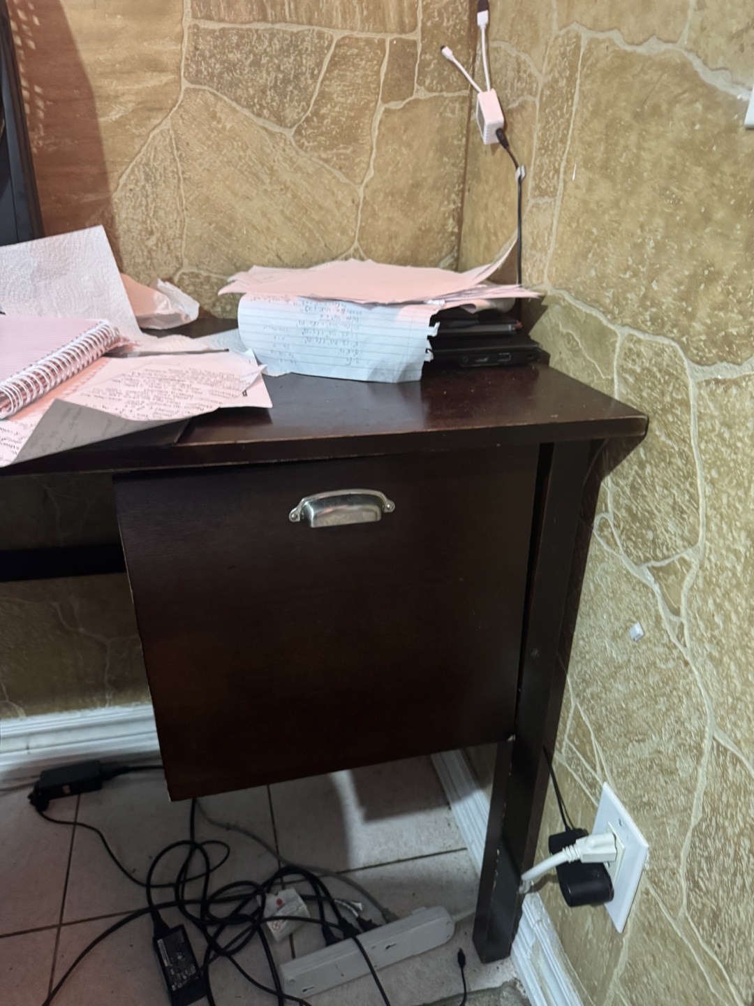 Dark Wood Desk with Drawer