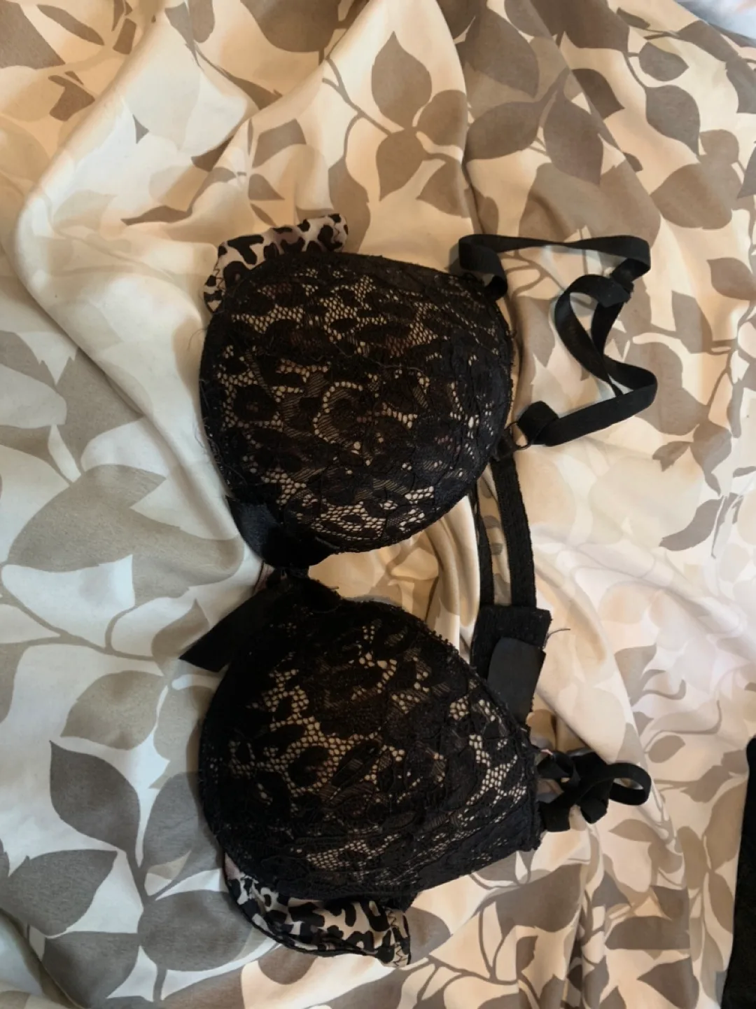 Leopard Print Black lace bra thumbnail