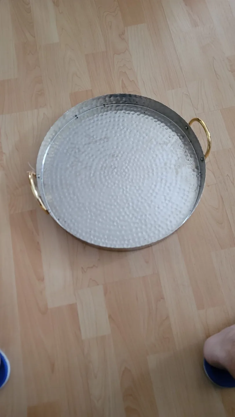 Decorative Metal Tray with Handles