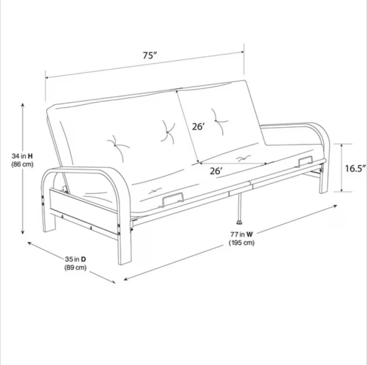 Futon (Sofa/Bed) - Dark Grey - photo 4