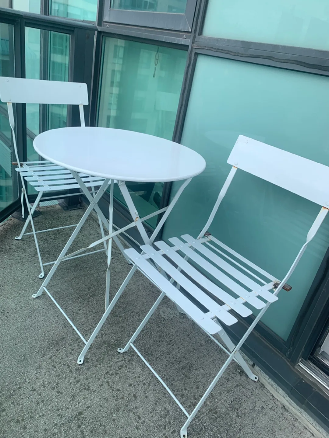 White Bistro Table and Chairs Set thumbnail