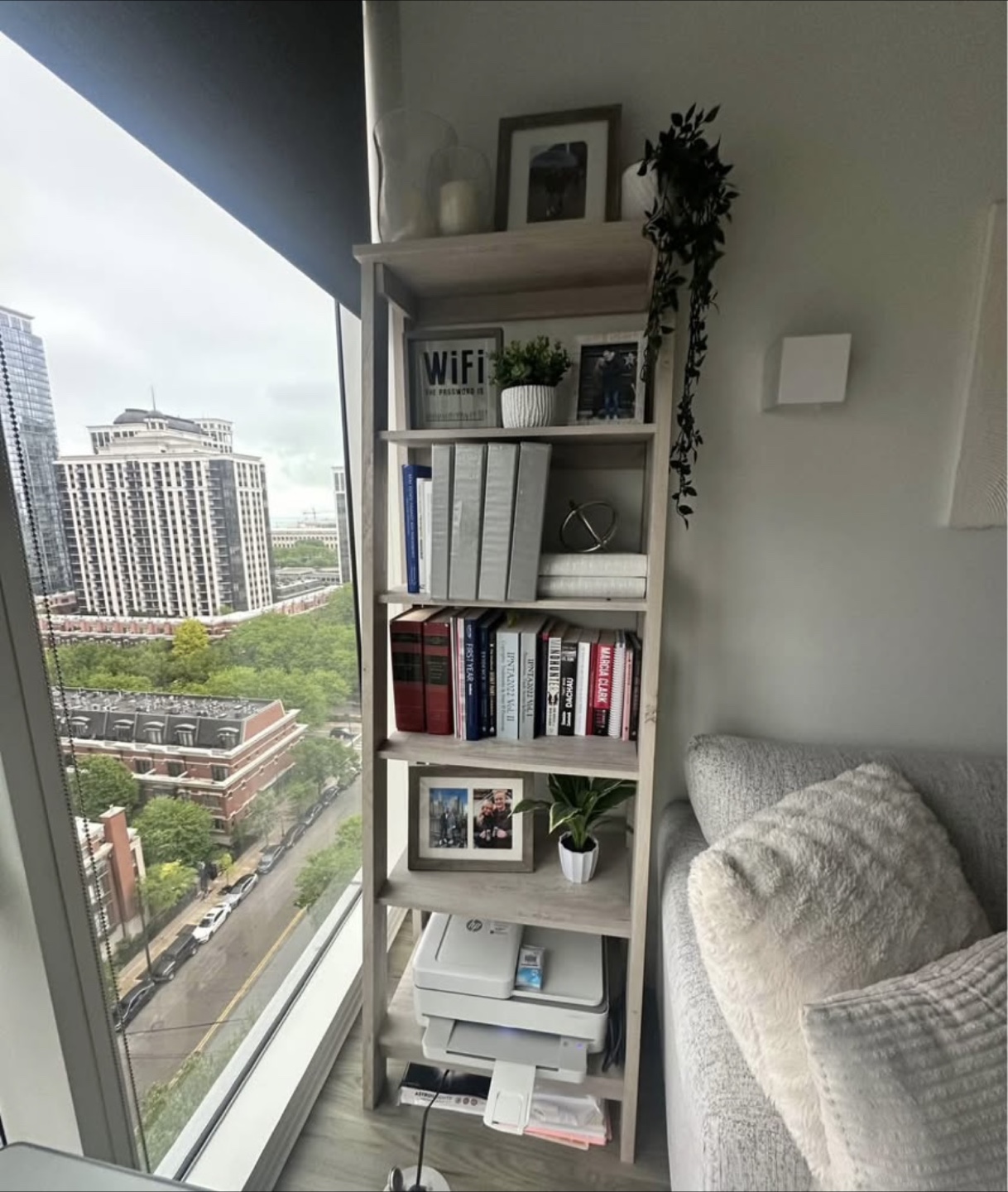 White Wash Wooden Bookshelf