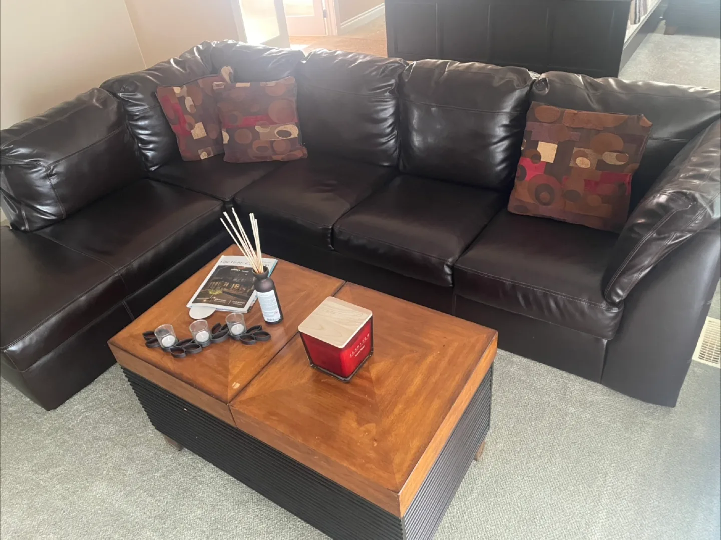 Leather Sectional Sofa & Coffee Table Set thumbnail