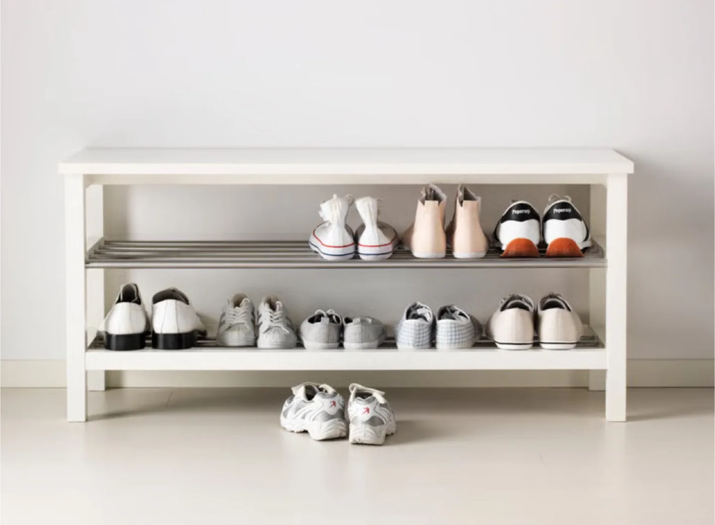 IKEA Tjusig Bench with Shoe Storage - White thumbnail