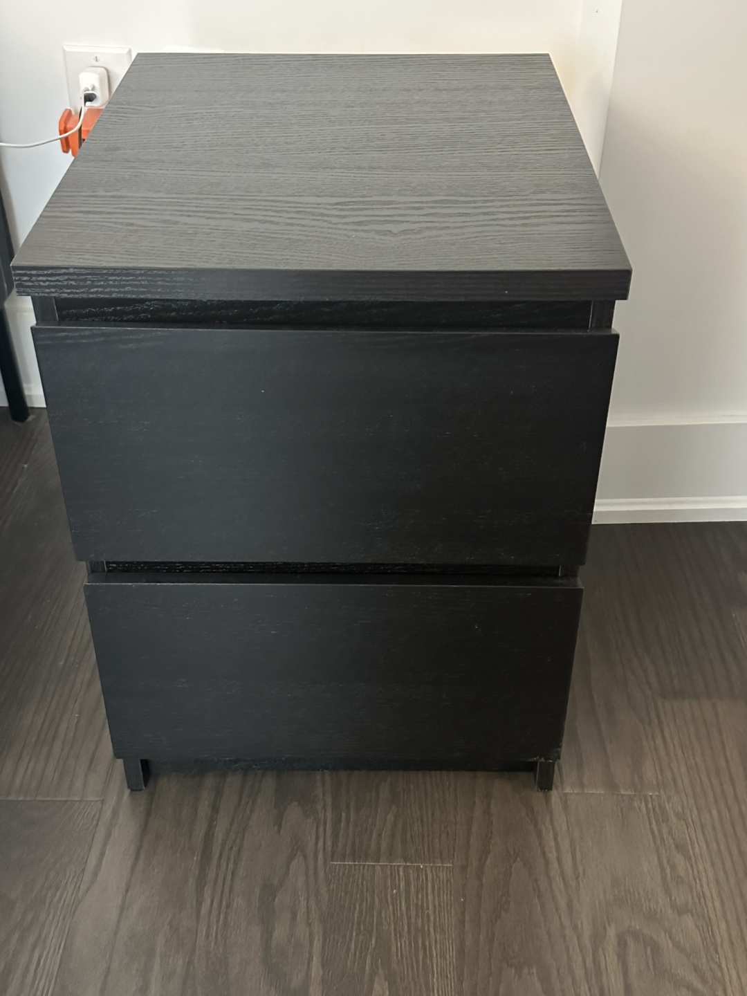 Black 2-Drawer Nightstand - photo 2