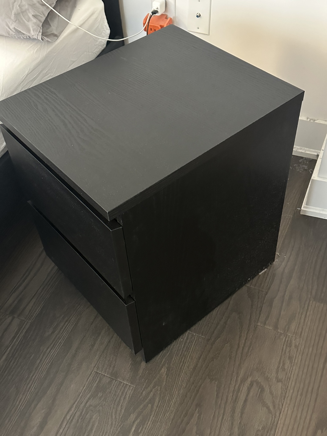Black 2-Drawer Nightstand - photo 3
