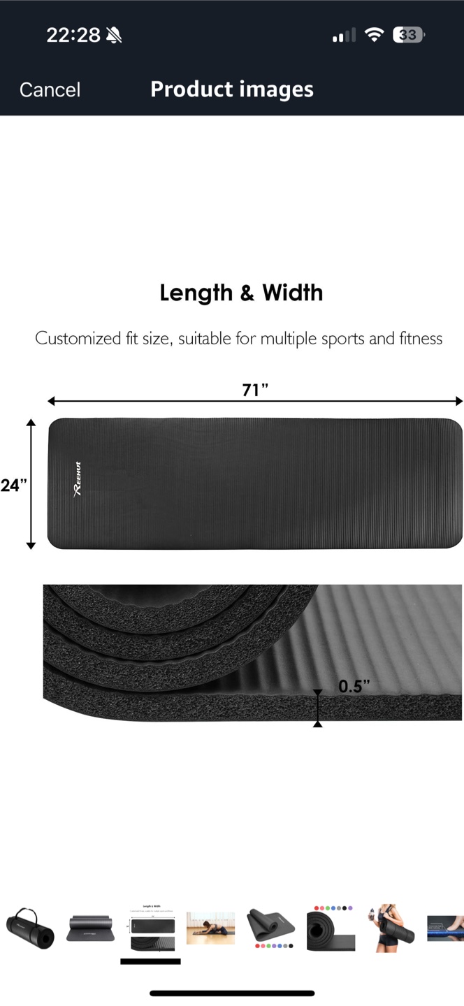 Reehut Black Yoga Mat