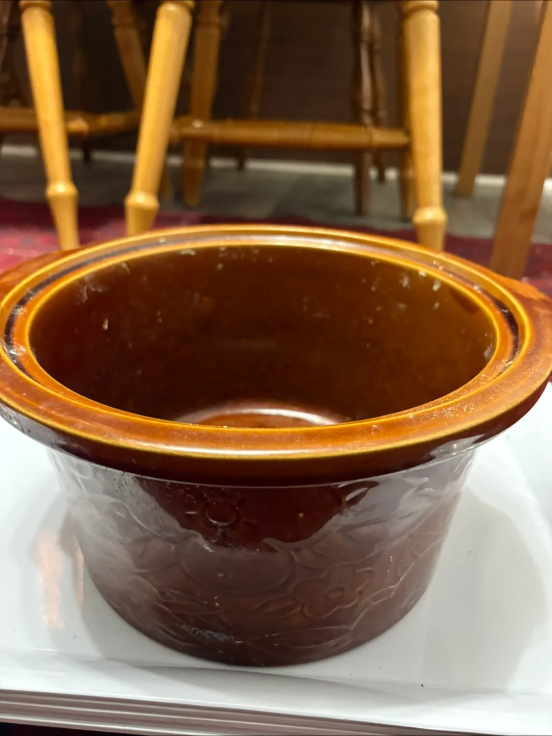 Vintage Brown Floral Crock Pot thumbnail