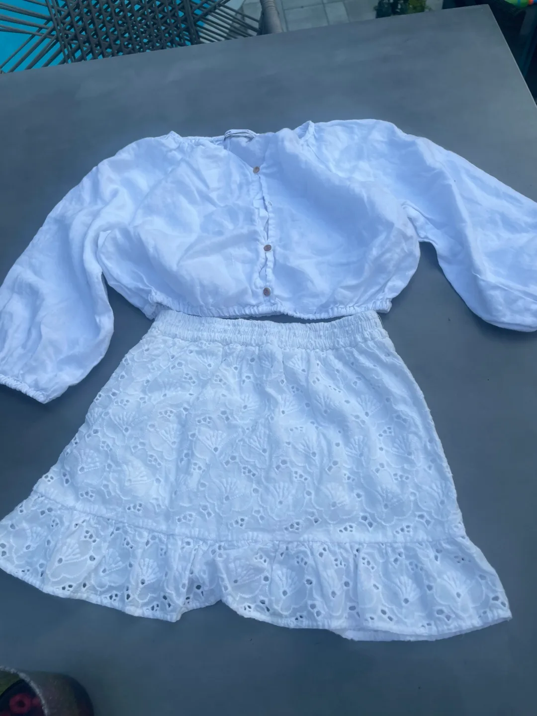 Zara kids White Skirt and Top Set thumbnail
