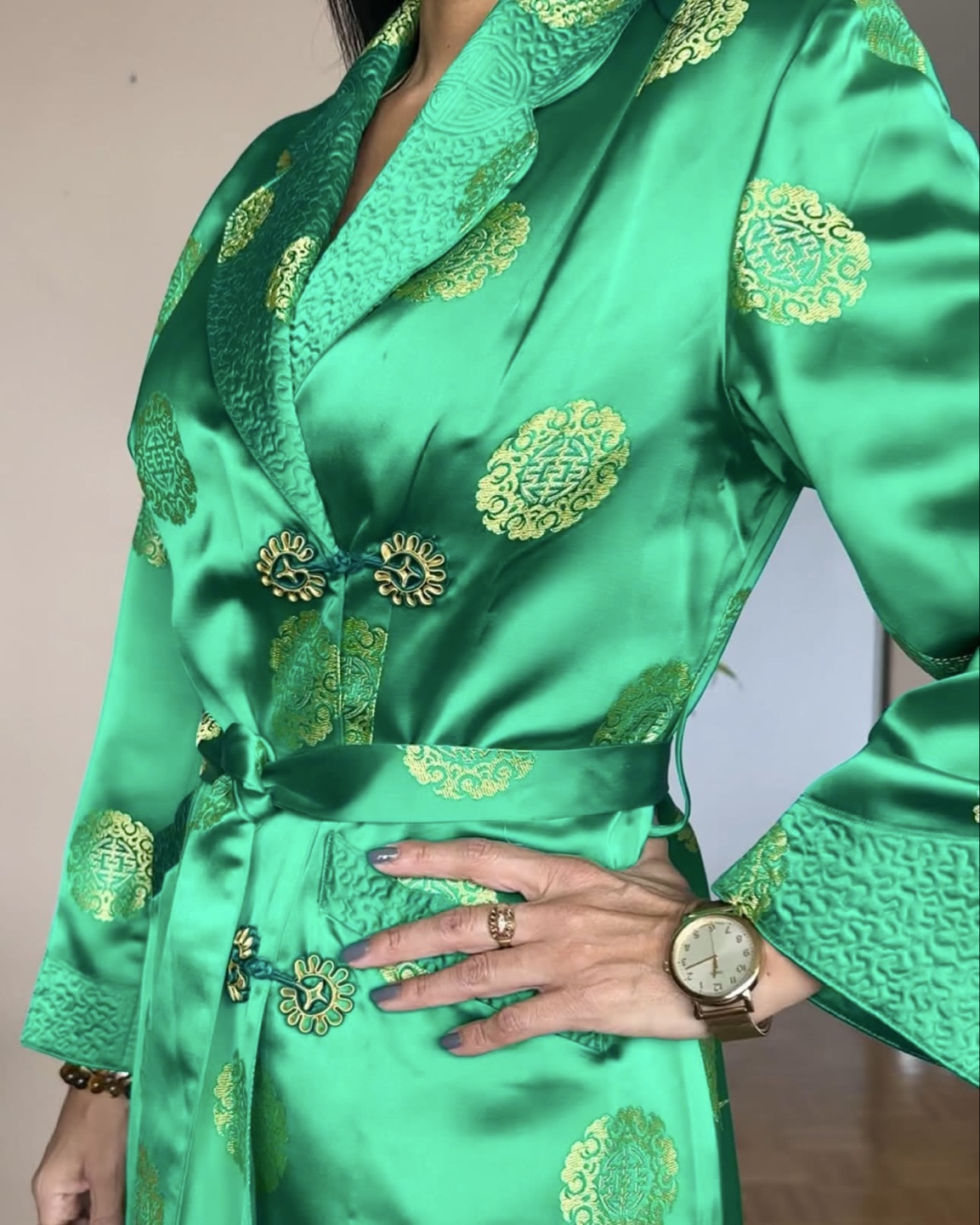 Vintage Emerald Green Robe Coat - photo 3