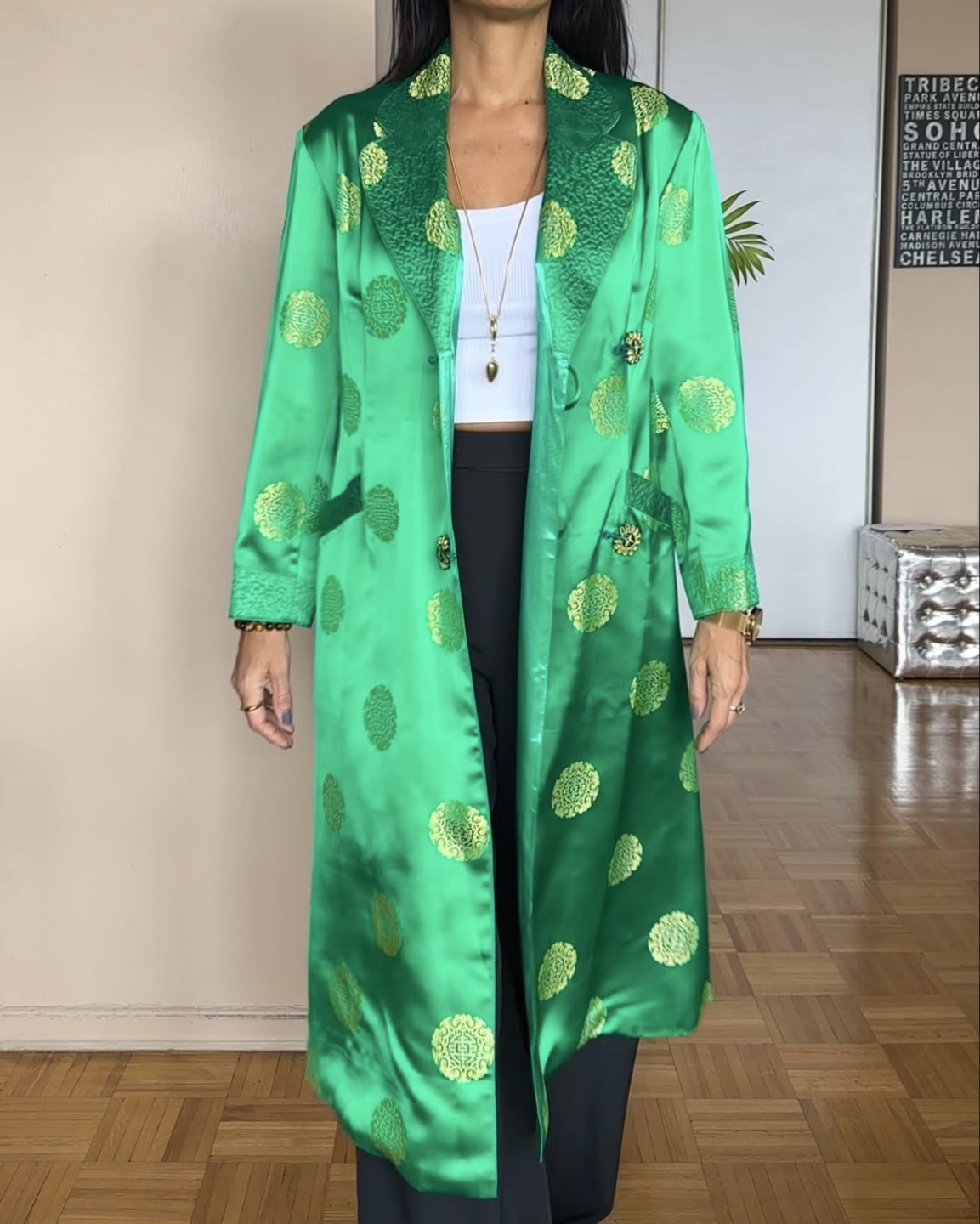 Vintage Emerald Green Robe Coat