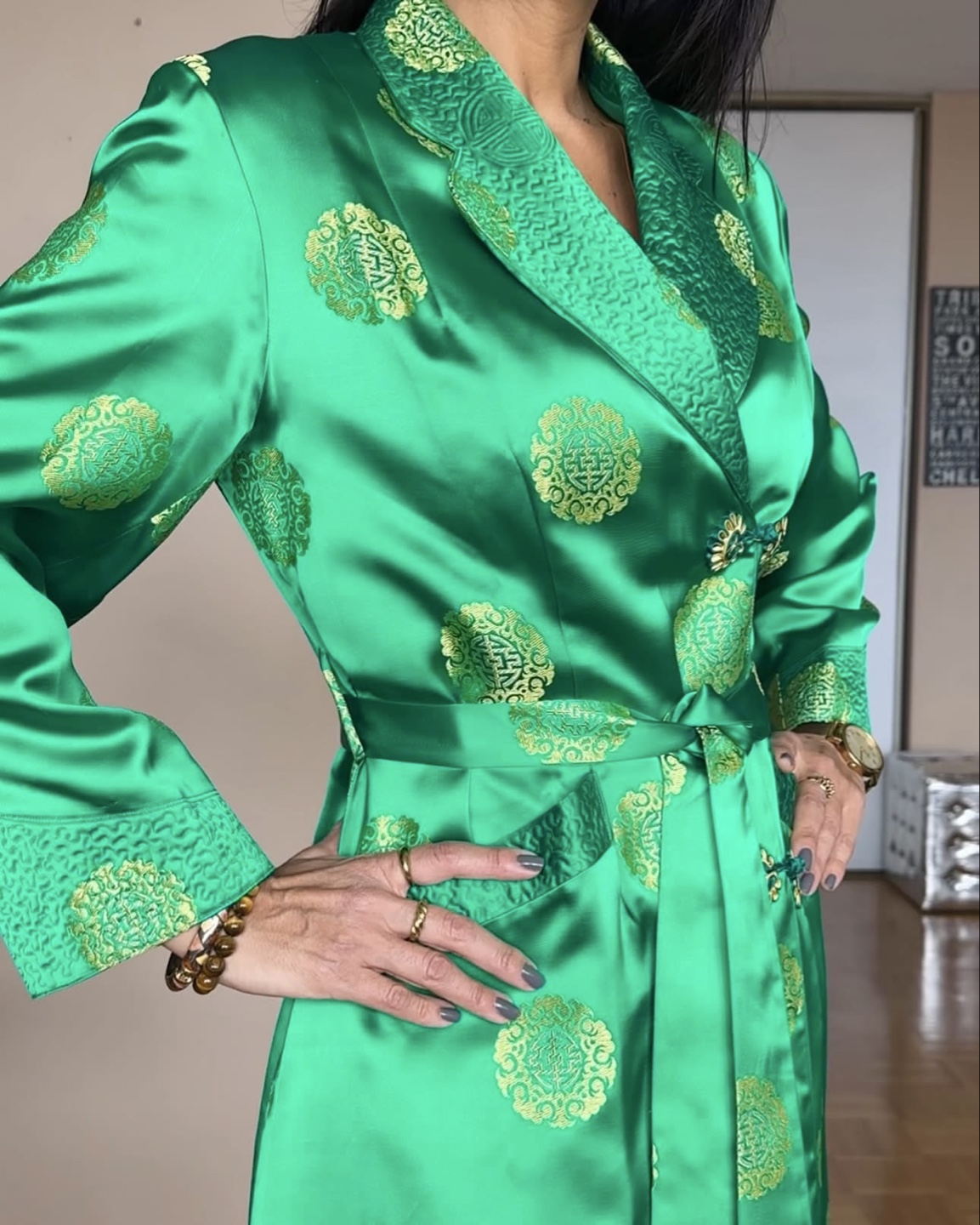 Vintage Emerald Green Robe Coat - photo 4