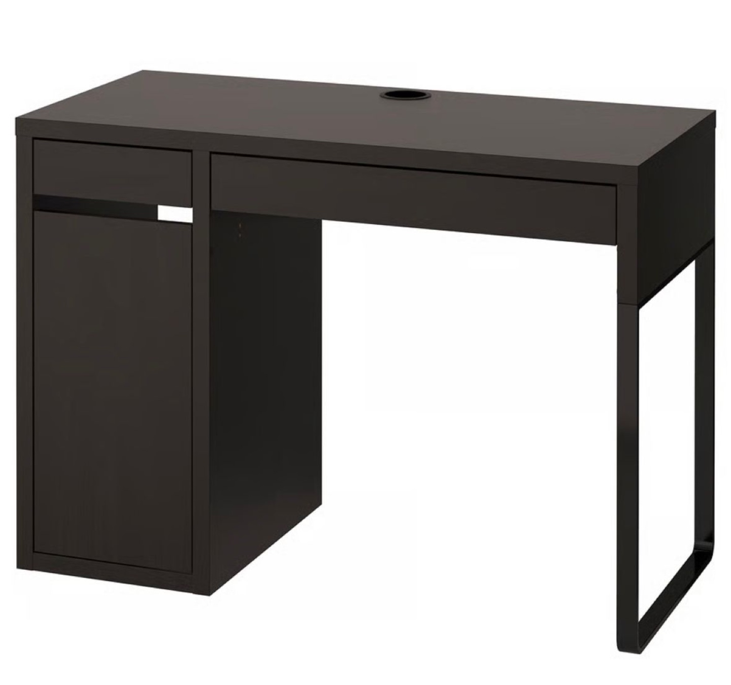 Black Desk with Drawer and Cabinet