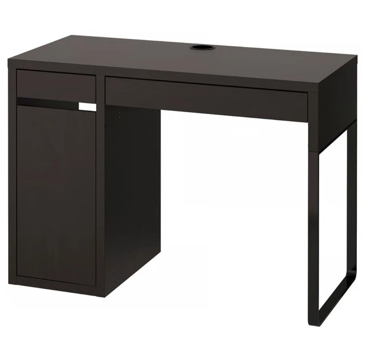 Black Desk with Drawer and Cabinet thumbnail