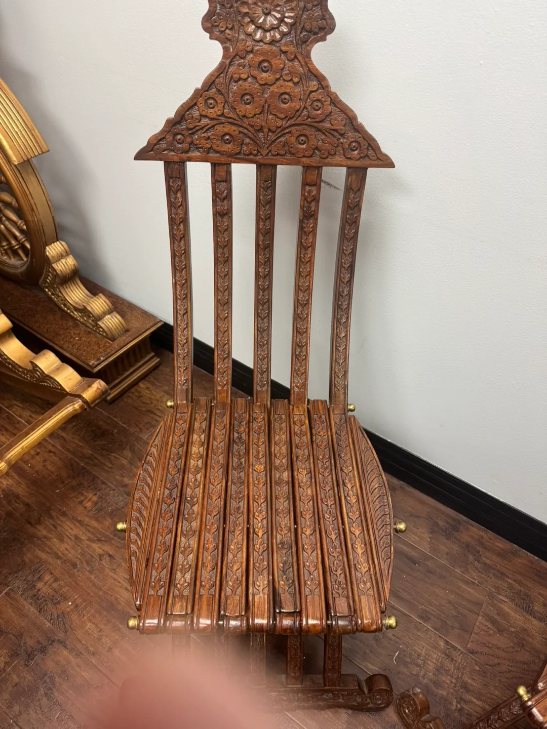 Vintage Wooden Carved Folding Chairs image indicator(2)