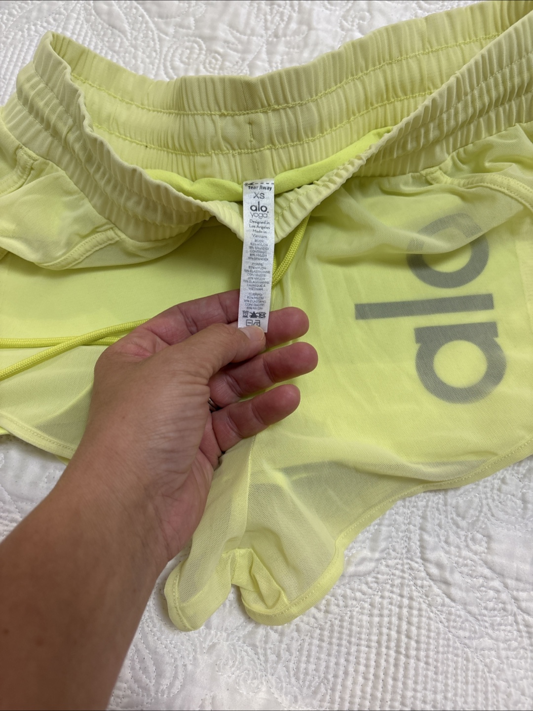 ALO Yellow Mesh Shorts - photo 3