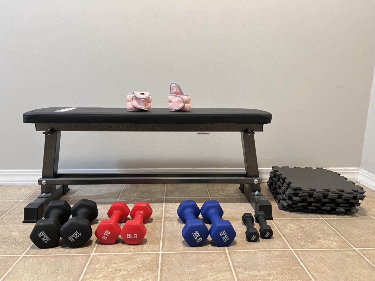 Weight Bench, Dumbbells, and Workout Accessories Bundle