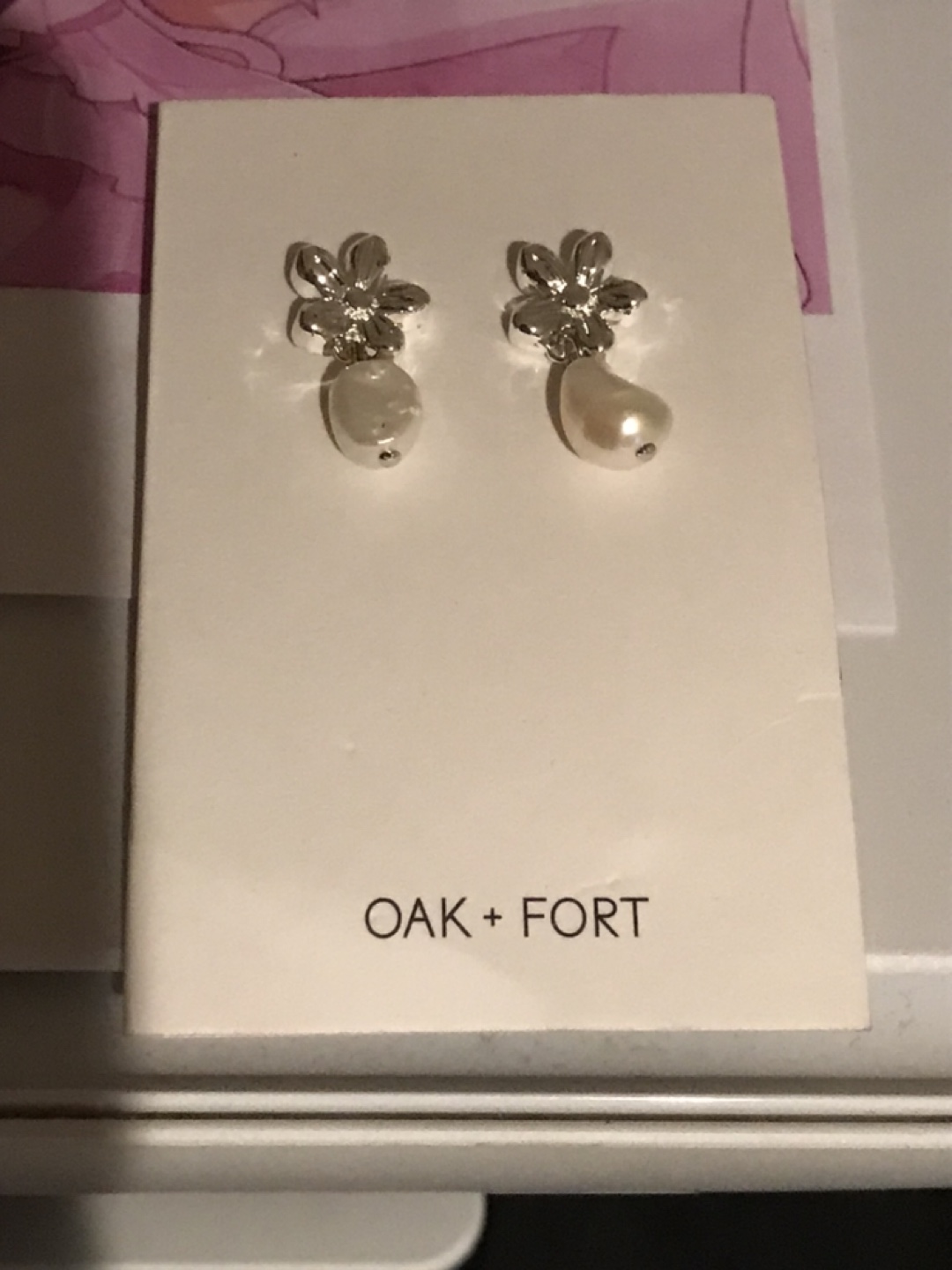 Oak + Fort Flower and Pearl Earrings