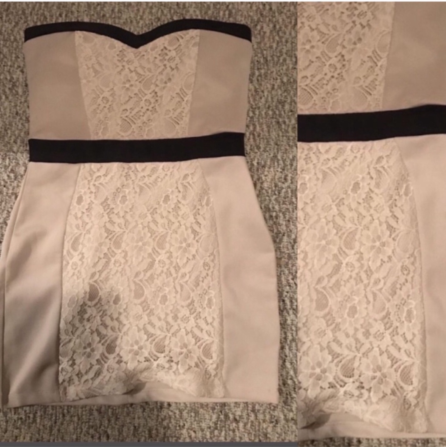 beige with white lace sweetheart-neckline - photo 3