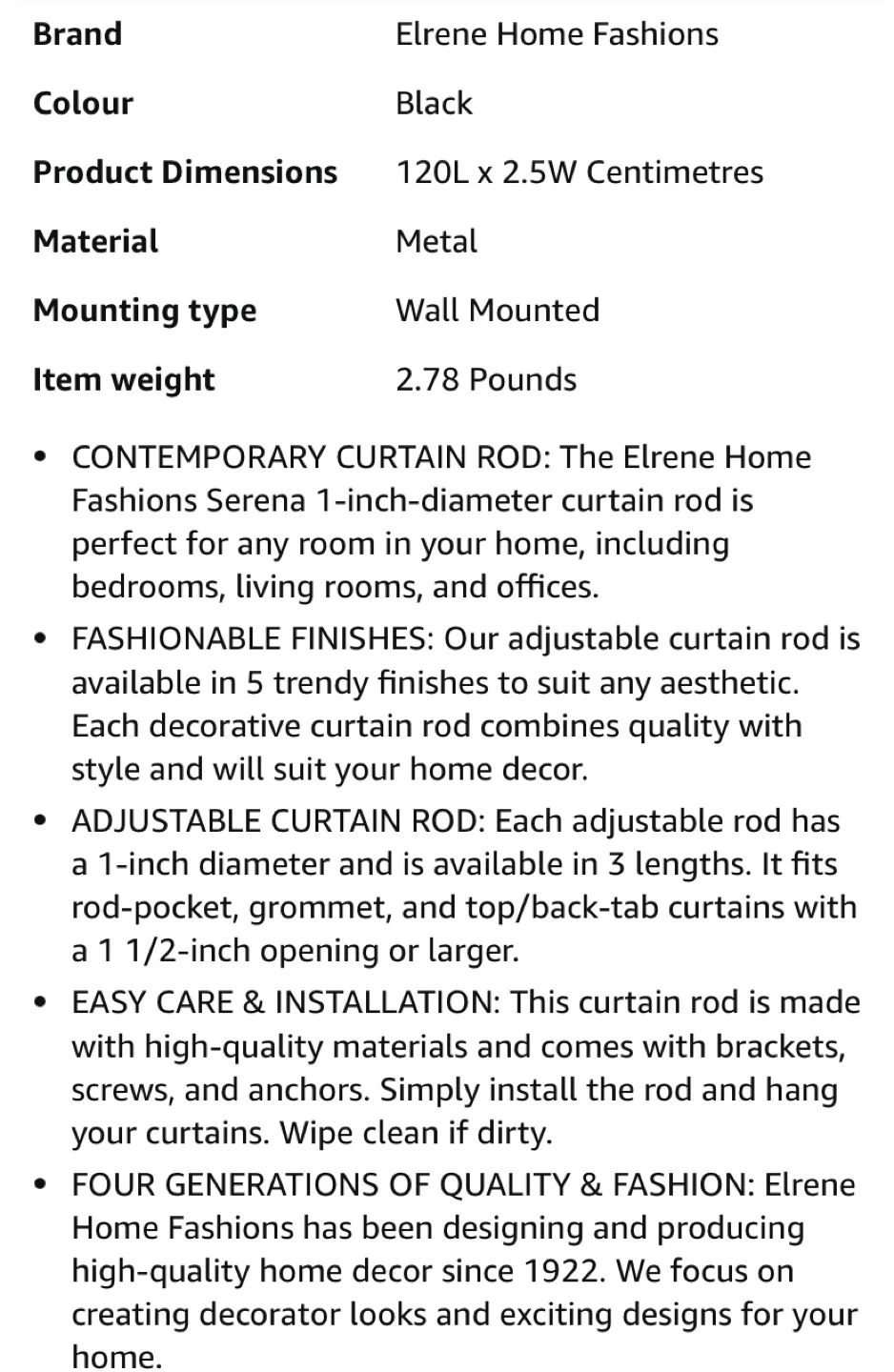 New Black Curtain Rod, 86” to 120” image indicator(8)