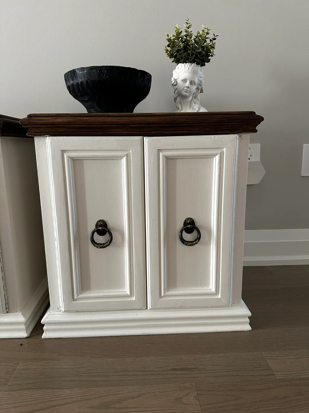 Solid wood Pair of White & Brown Night Stands image indicator(2)