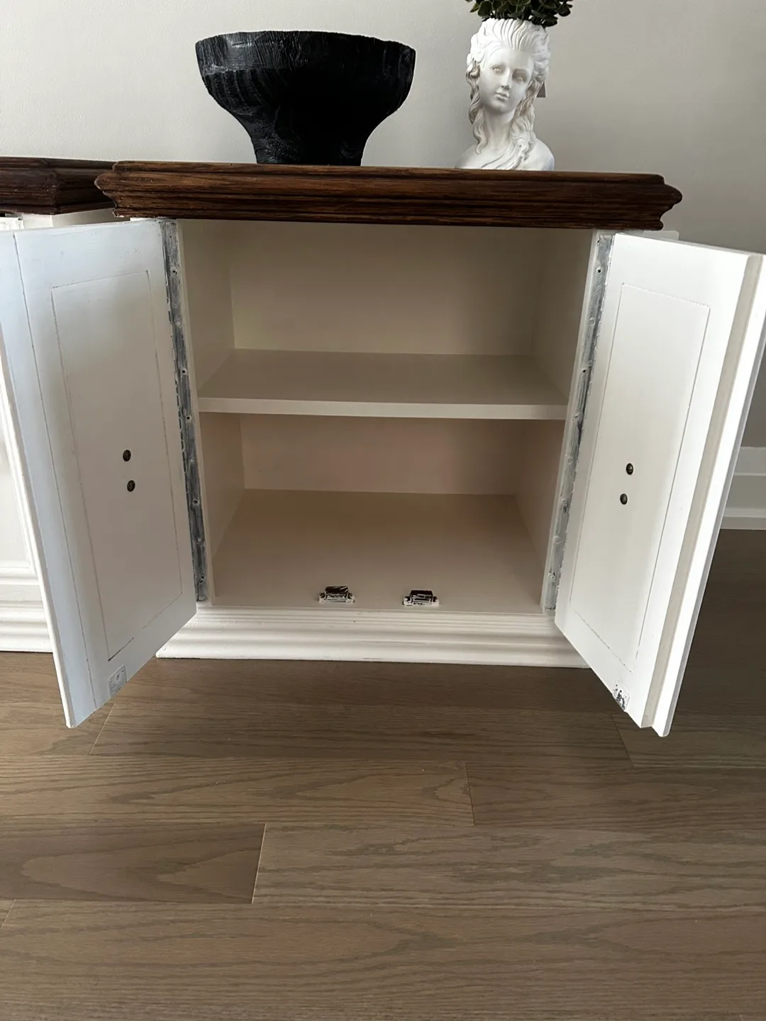 Solid wood Pair of White & Brown Night Stands image indicator(5)