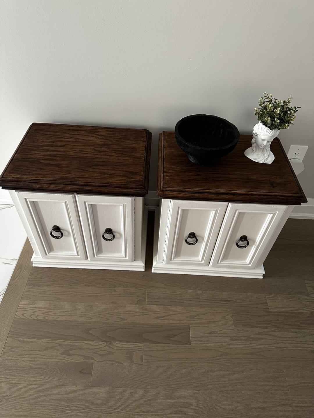 Solid wood Pair of White & Brown Night Stands