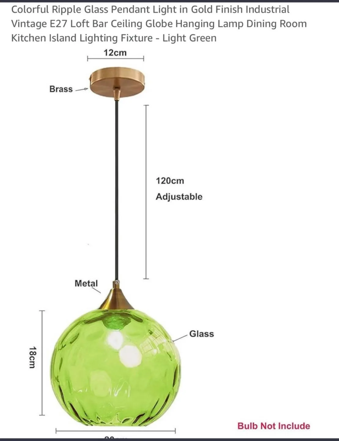 Set of 2 - Green Ripple Glass Globe Pendant Light Fixture image indicator(3)