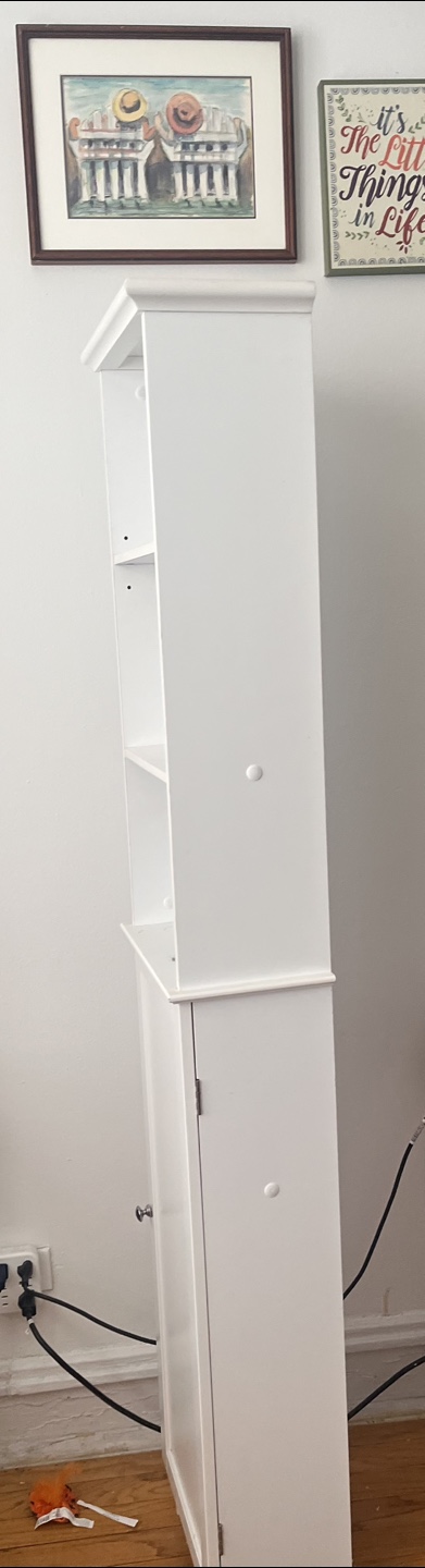 White Tall Bookshelf with Cabinet