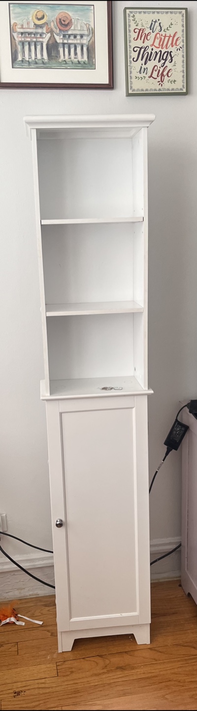 White Tall Bookshelf with Cabinet - photo 3
