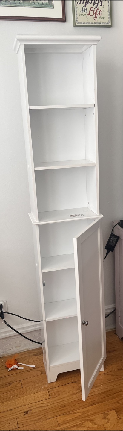 White Tall Bookshelf with Cabinet - photo 2