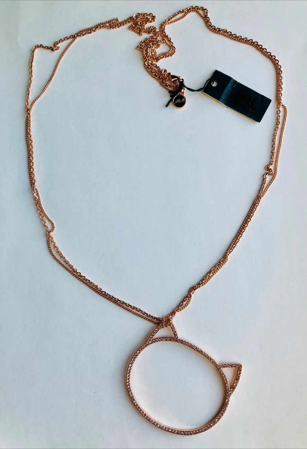 KARL LAGERFELD SWAROVSKI Cat Choupette Pendant Necklace NWT thumbnail