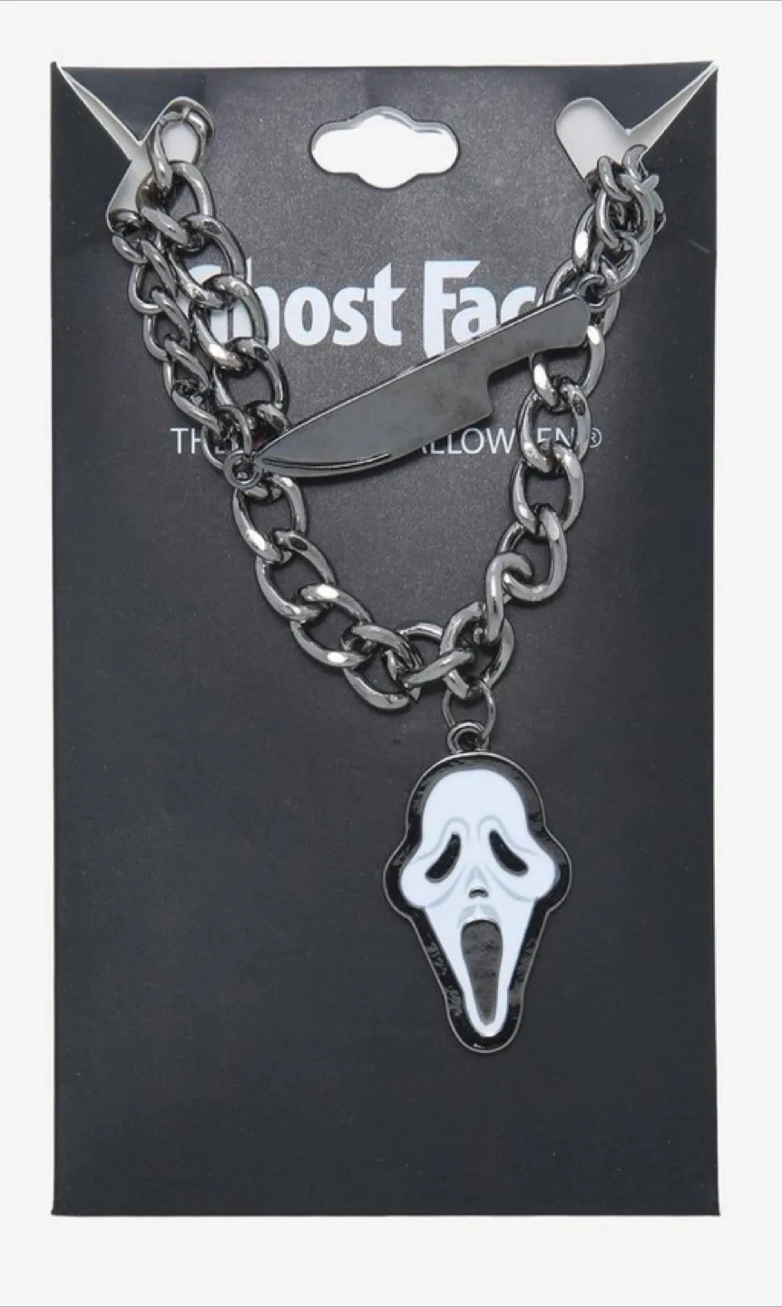Scream Ghost Face Chain Necklace Horror Movie Halloween Bioworld image indicator(4)